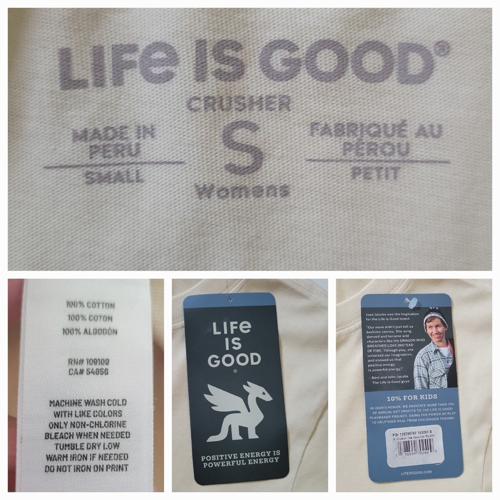 Life Is Good Oops Cat Graphic Crusher Tee Small Short Sleeve Crewneck Girlcore - Picture 8 of 9
